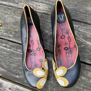 Worn Once FLY LONDON Daisy Pumps/Heels Black & Mustard - Size 9